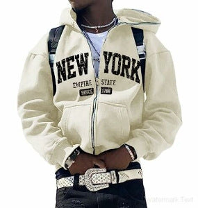 Y2K Vintage Graphic Zip-Up Hoodie  Oversized Streetwear Jacket