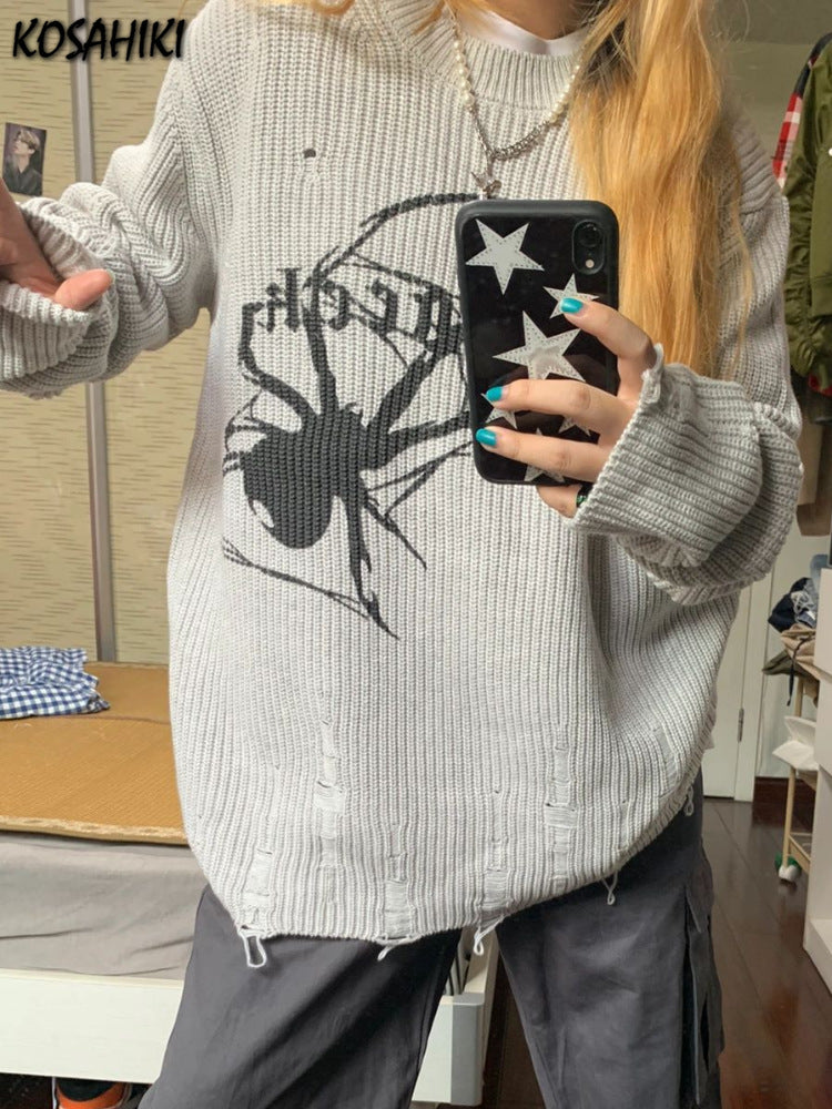 Spider Y2K Oversized Knit Sweater