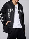 Y2K Gothic Flame Zip-Up Hoodie  Harajuku Streetwear