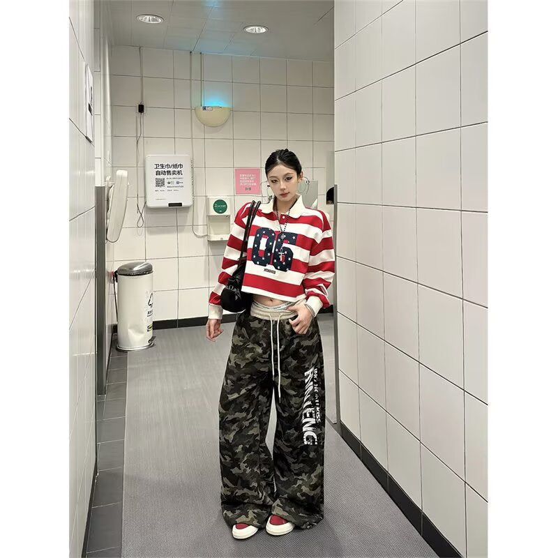 Y2K Camo Wide-Leg Sweatpants  Womens Streetwear