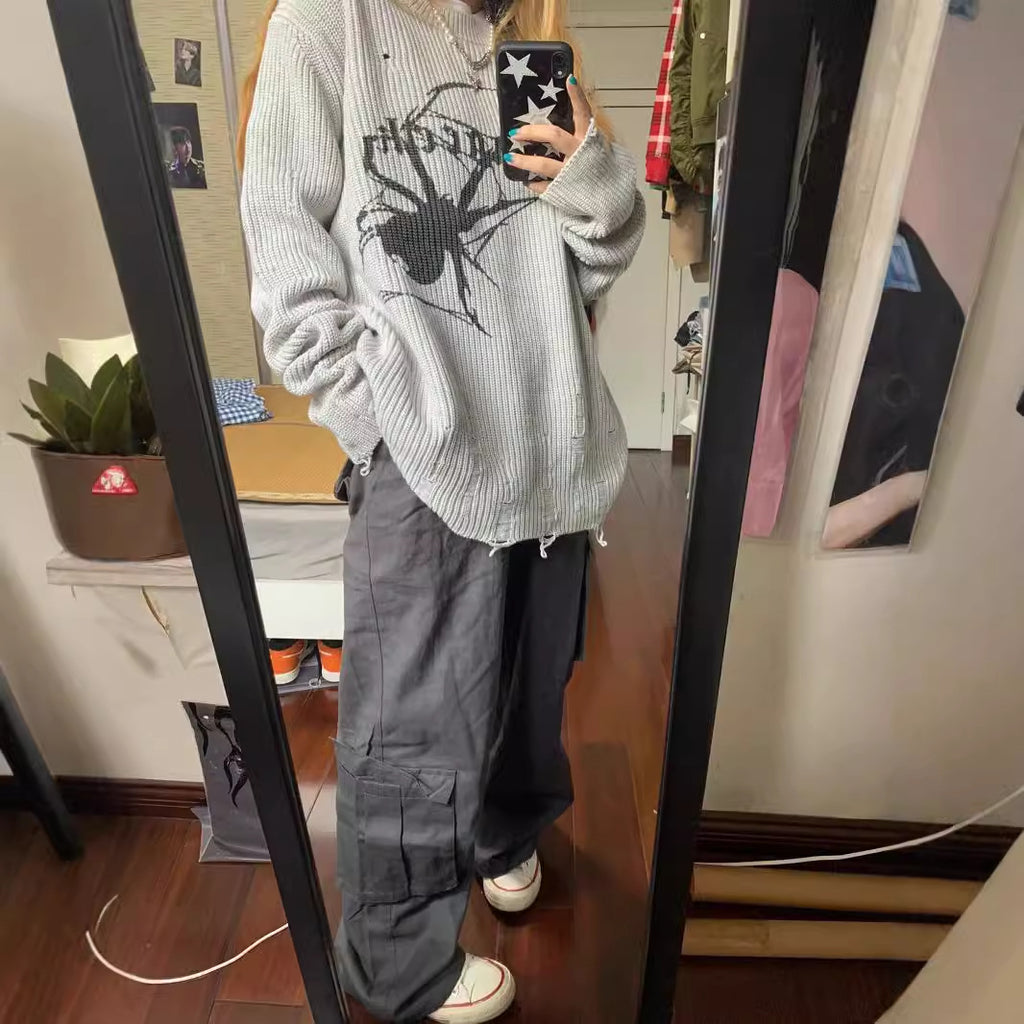 Spider Y2K Oversized Knit Sweater