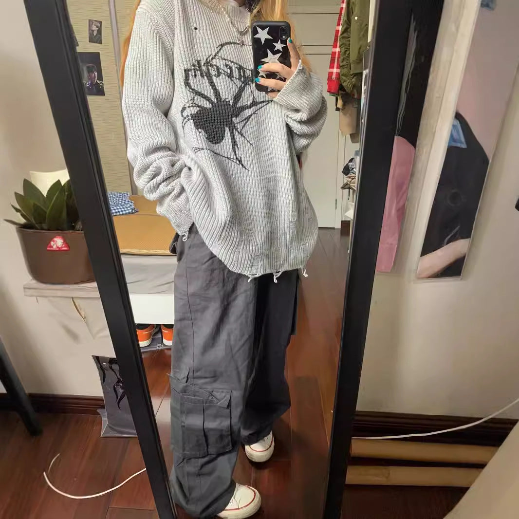 Spider Y2K Oversized Knit Sweater