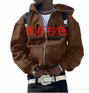 Y2K Vintage Graphic Zip-Up Hoodie  Oversized Streetwear Jacket