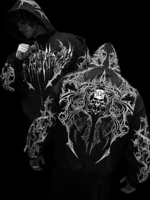 Y2K Dark 3D Graphic Hoodie