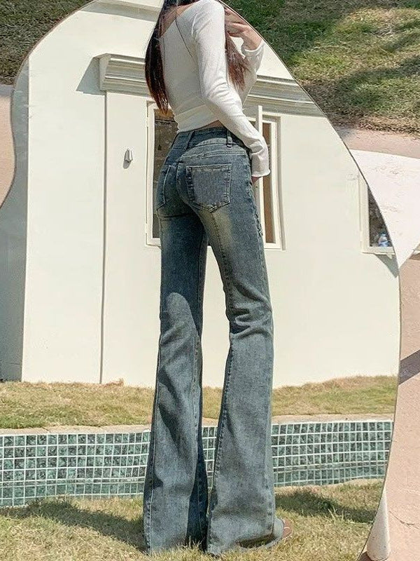 Retro Micro-Flare Denim Pants