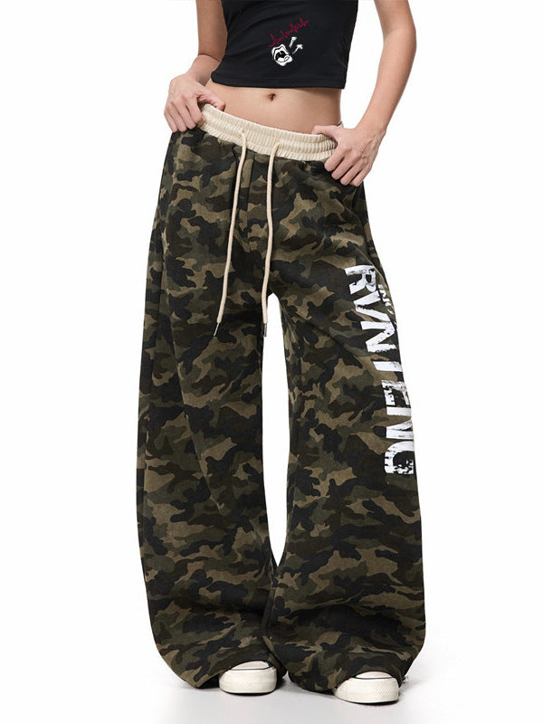 Y2K Camo Wide-Leg Sweatpants  Graphic Streetwear