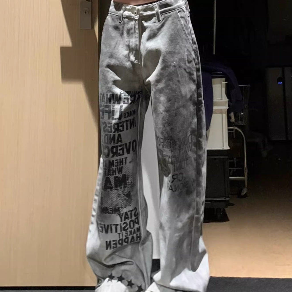 Y2K Graffiti Star Wide-Leg Pants