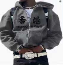 Y2K Vintage Graphic Zip-Up Hoodie  Oversized Streetwear Jacket