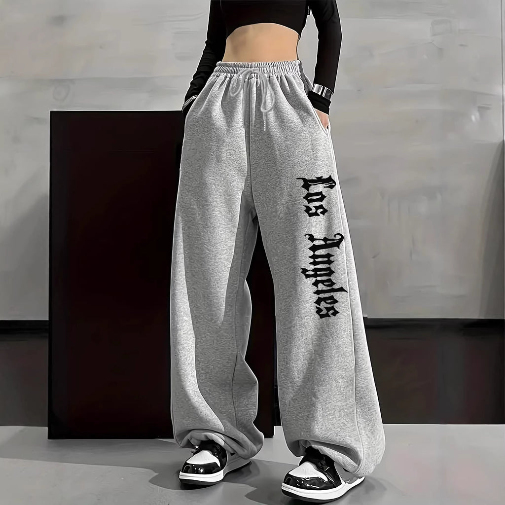 Y2K Gothic Wide-Leg Sweatpants  High-Waisted Streetwear Pants