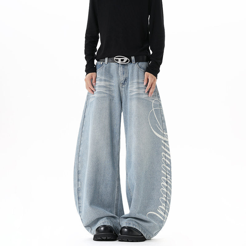 Vintage Distressed Wide-Leg Jeans