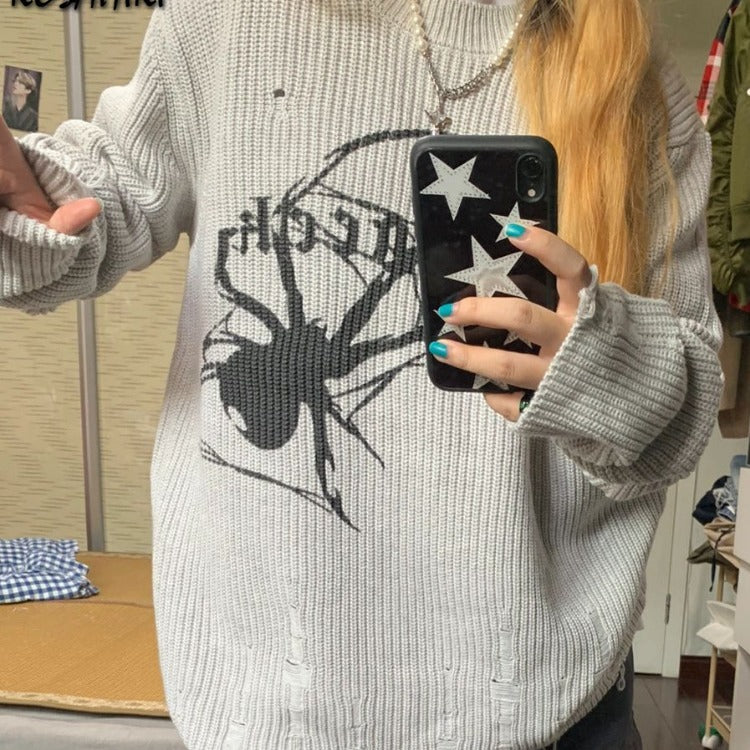 Spider Y2K Oversized Knit Sweater