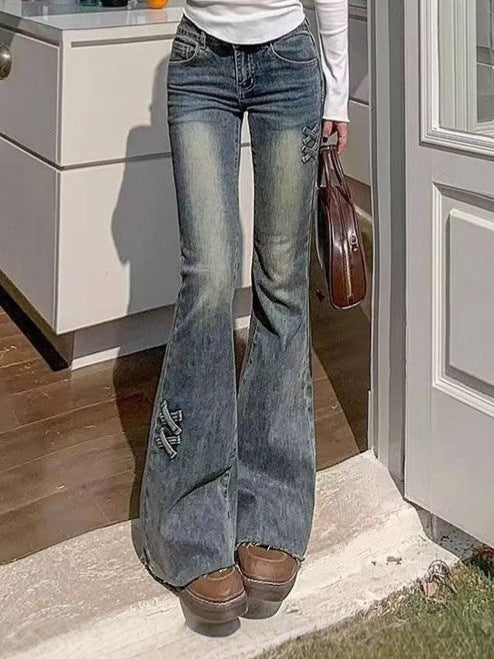 Retro Micro-Flare Denim Pants