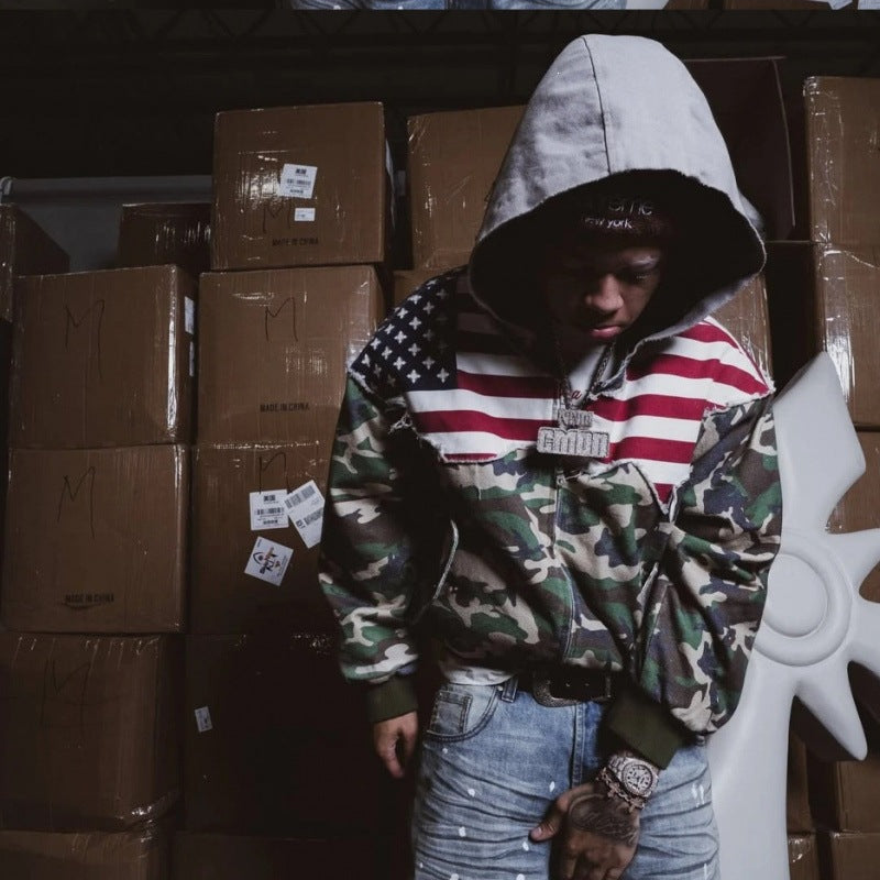 Stars & Camo Bomber Hoodie