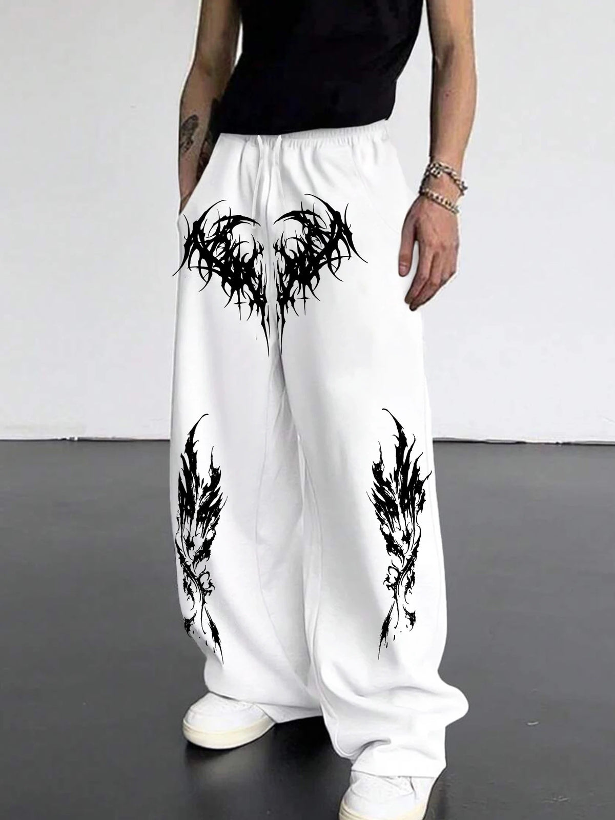 Y2K Gothic Tribal Baggy Sweatpants  Harajuku Streetwear