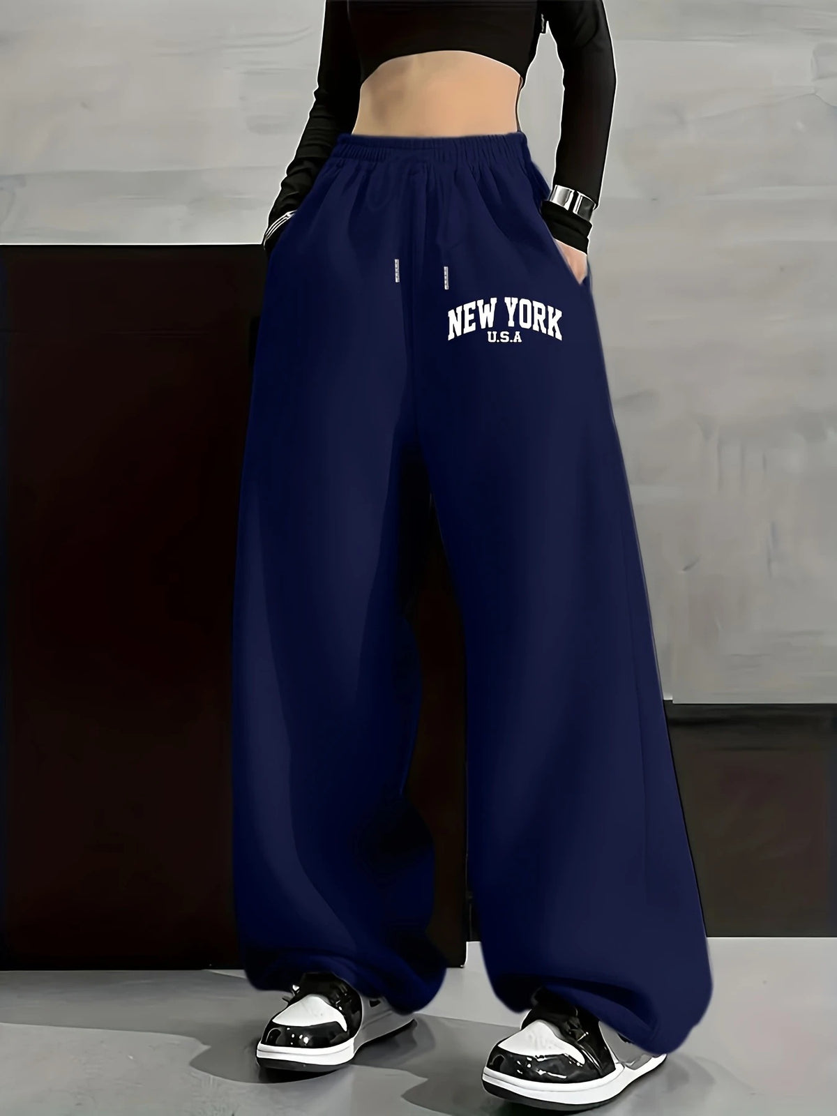 Y2K Gothic Wide-Leg Sweatpants  High-Waisted Streetwear Pants