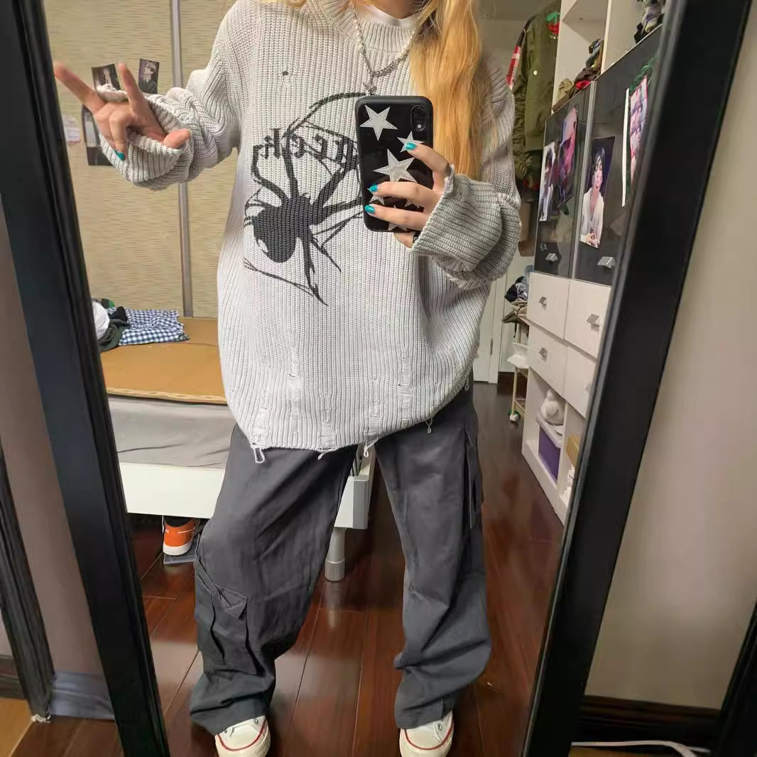 Spider Y2K Oversized Knit Sweater