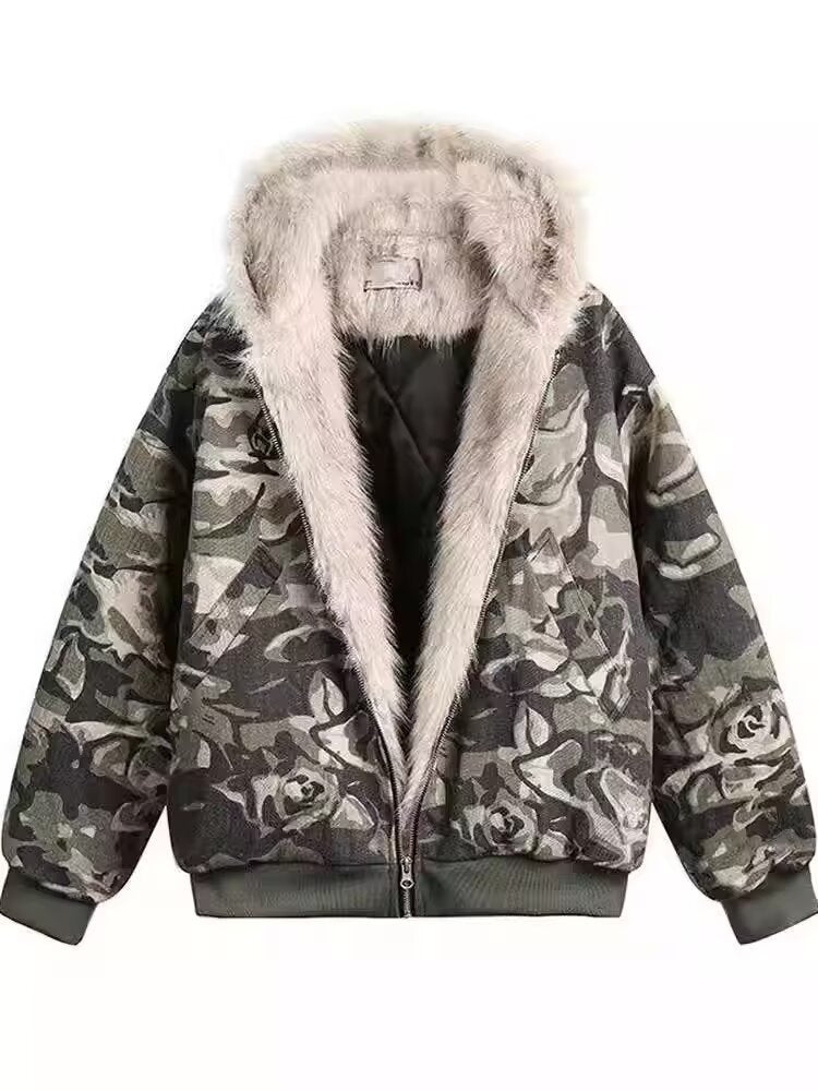 CityVibe Camo Hooded Bomber Jacket
