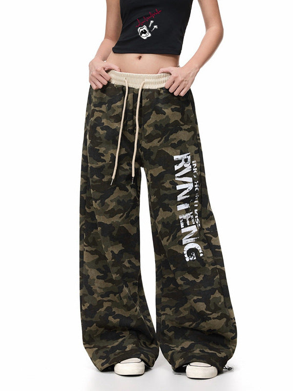 Y2K Camo Wide-Leg Sweatpants  Graphic Streetwear