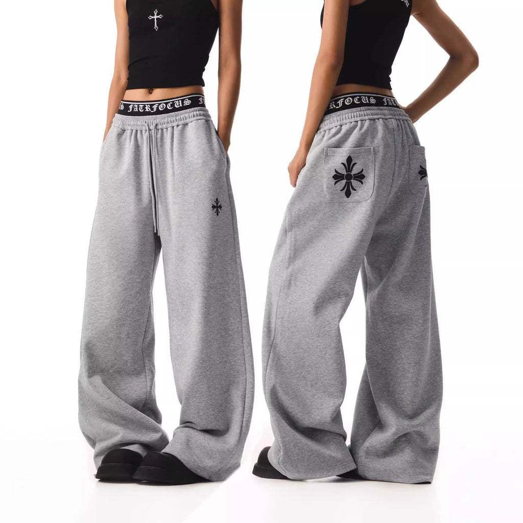 Gray Low-Rise Baggy Sweatpants