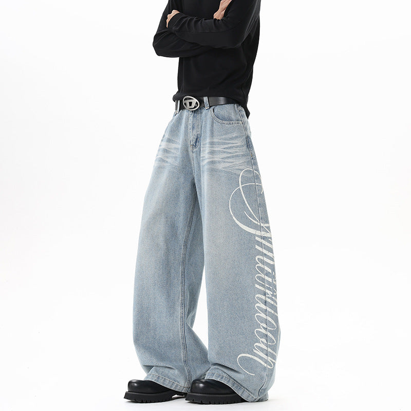 Vintage Distressed Wide-Leg Jeans