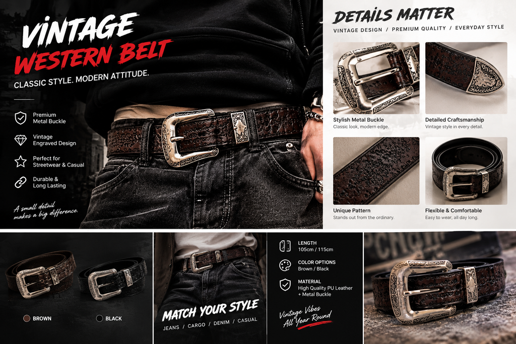 Vintage Western Engraved Belt